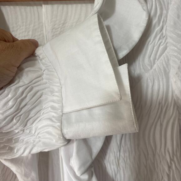 Samuel Dong S Cotton Textured‎ Wired Ruffle Blouse Jacket Office Siren Coquette - Picture 6 of 9